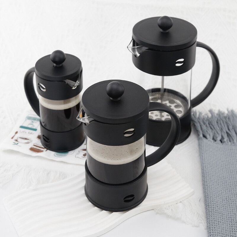 Cafetieră franțuzească din sticlă borosilicată, filtru rezistent la temperaturi, infuzor portabil pentru ceai și cafea din boabe