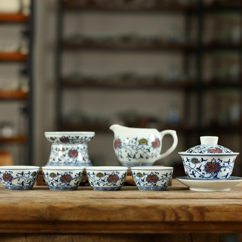 Yizi Pottery Gongfu Ceai Ceramic Set, 10 Piese cu Cești, Cutie Cadou