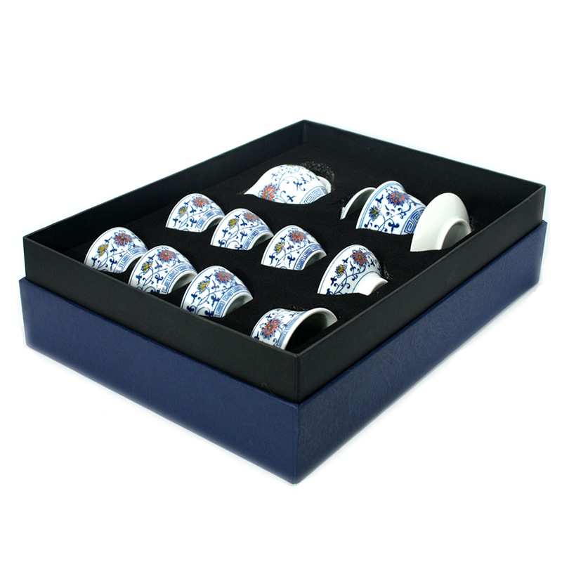 Yizi Pottery Gongfu Ceai Ceramic Set, 10 Piese cu Cești, Cutie Cadou