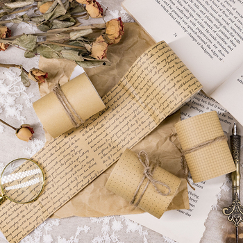 Bandă de hârtie kraft, seria Tefancir, autocolante decorative DIY pentru jurnal creativ în stil retro, 4 modele