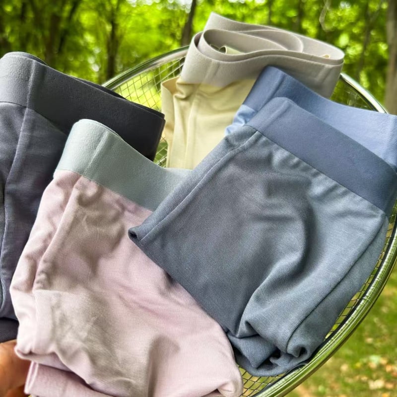 Lenjerie intimă bărbătească din Modal cu crotch din mătase Mulberry, antibacteriană și respirabilă, boxer briefs, 4XL