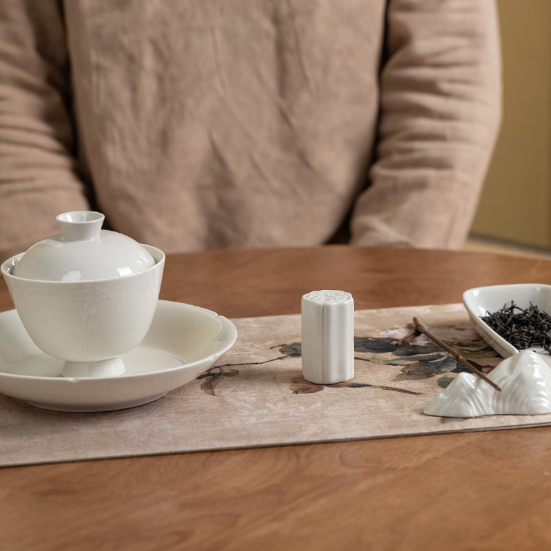 Suport ceramic pentru capac cu motiv de nori pentru ceainic Yixing – accesorii pentru ceremonia ceaiului