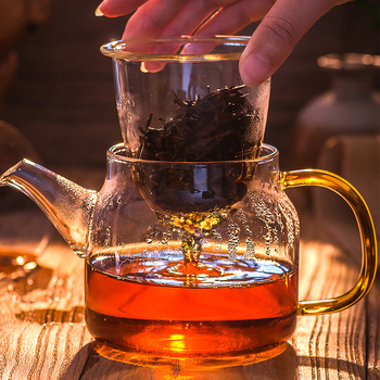 Ceainic din sticlă borosilikată, transparent, cu mâner și filtru – pentru utilizare casnică și de birou