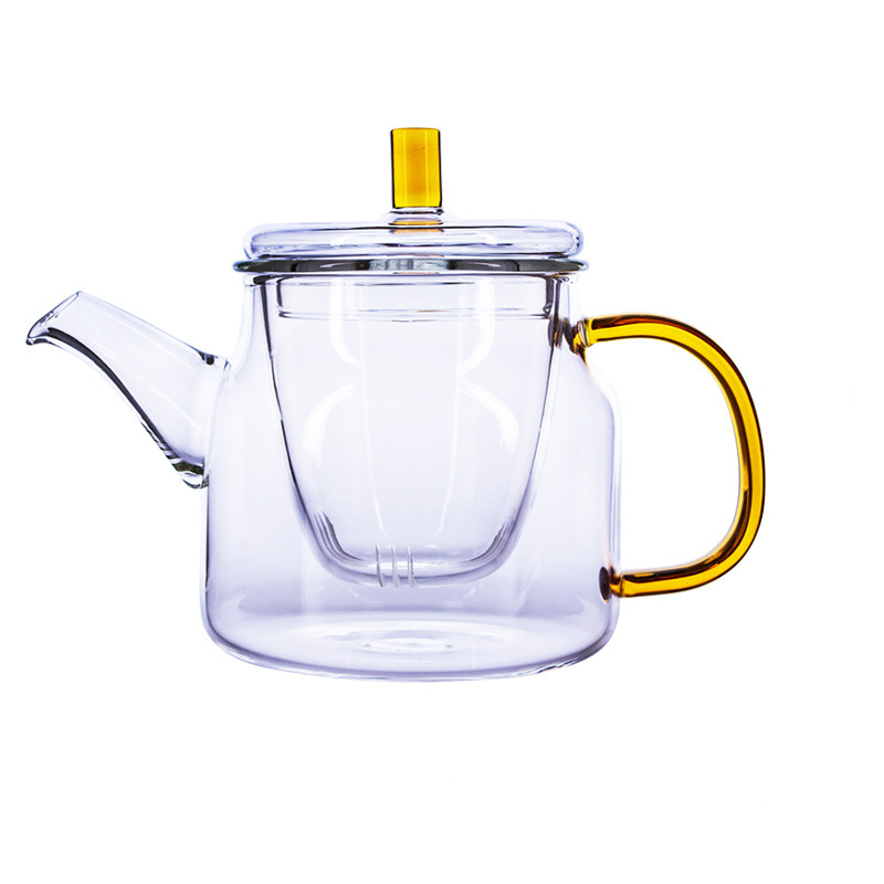 Ceainic din sticlă borosilikată, transparent, cu mâner și filtru – pentru utilizare casnică și de birou