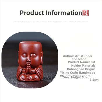 Tea pet din lut purpuriu Yixing cu accesorii Dahongpao și Buddha Maitreya, ornament din lut purpuriu brut pentru îngrijire