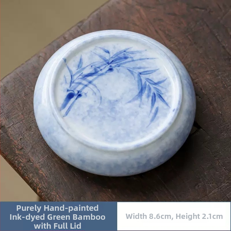 Suport pentru capac pictat manual, albastru din bambus, pentru ceai ceramic Zen de înaltă calitate, set ceainic Purple Sand și accesorii ceremonie ceaiului