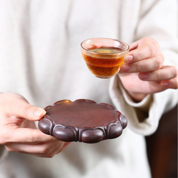 Bază de lotus din lut purpuriu Yixing – suport pentru ceai din lut roșu antic și suport pentru capacul ceainicului, decor vintage pentru tavă de ceai, stil zen