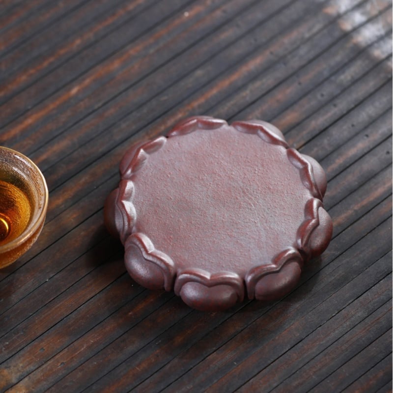 Bază de lotus din lut purpuriu Yixing – suport pentru ceai din lut roșu antic și suport pentru capacul ceainicului, decor vintage pentru tavă de ceai, stil zen