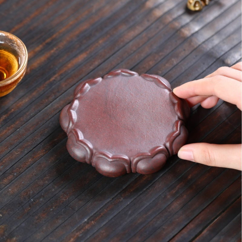 Bază de lotus din lut purpuriu Yixing – suport pentru ceai din lut roșu antic și suport pentru capacul ceainicului, decor vintage pentru tavă de ceai, stil zen