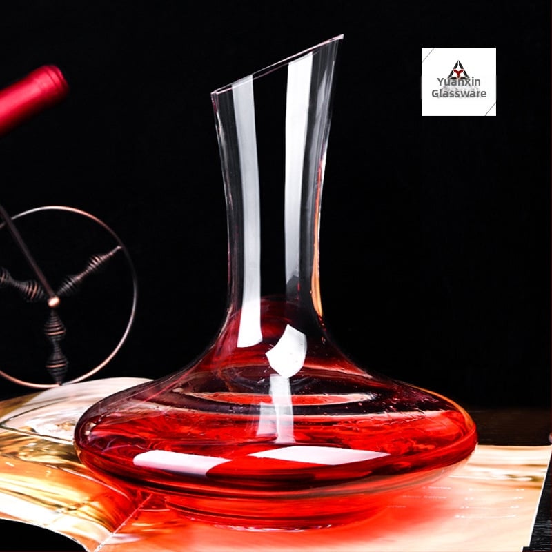 Decantator pentru vin roșu din sticlă, capacitate mare, gură înclinată, design elegant