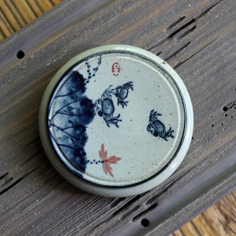 Set ceramic de ceai Yizi Tao Kung Fu cu suport rotund solid pentru capac, suport de ceai pictat manual și caligrafie Lanting Xu