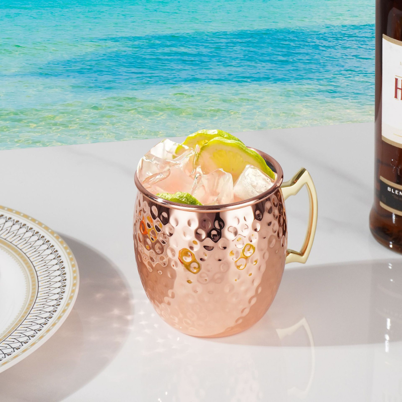 Pahar Mule ciocănit din oțel inoxidabil 304, 500 ml, pahar de cocktail