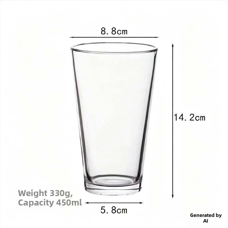 Pahar de bere stil american, 16 oz, rezistent la căldură, sticlă groasă, capacitate mare