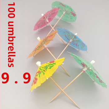 Bețișoare cu umbrelă colorate, de unică folosință, pentru fructe, prăjituri și cocktailuri