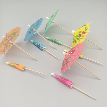 Bețișoare cu umbrelă colorate, de unică folosință, pentru fructe, prăjituri și cocktailuri