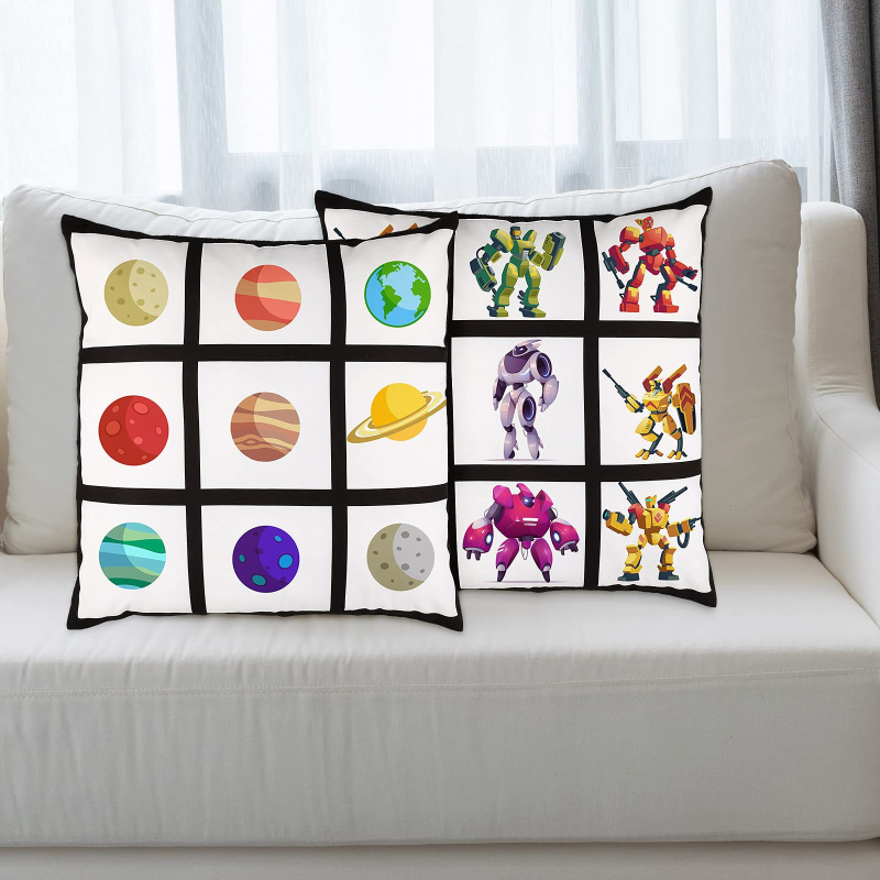 Federa pentru pernă cu imprimare digitală, personalizabilă, detașabilă și lavabilă, 45x45 cm, poliester, albă, stil modern minimalist pentru sufragerie