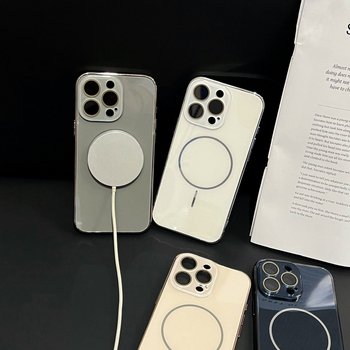 Lentilă din sticlă minimalistă cu inel magnetic electroplacat subțire pentru iPhone 14/13, 15 și 16 Pro Max