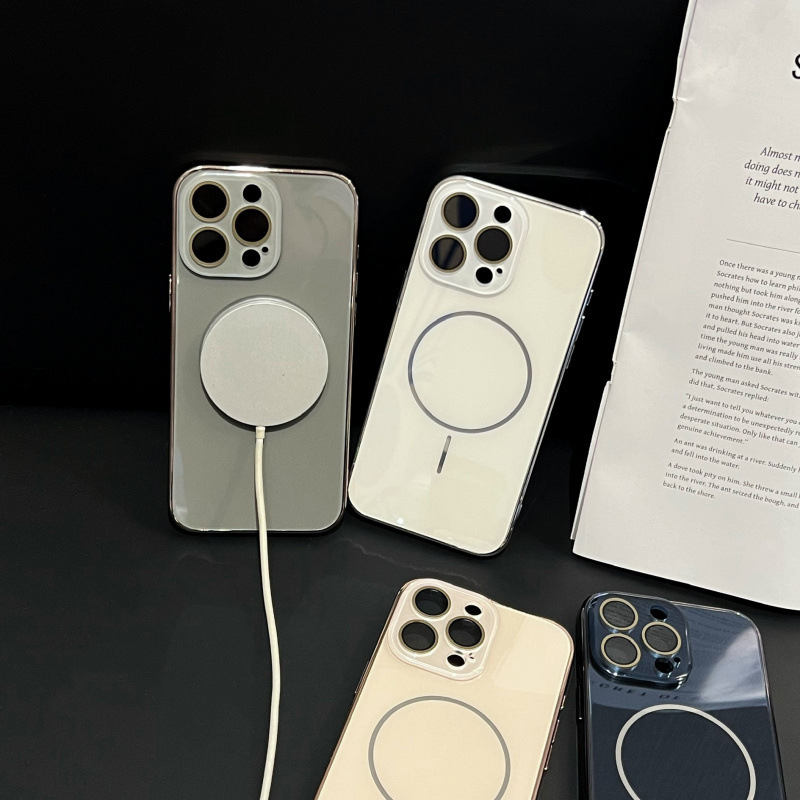 Lentilă din sticlă minimalistă cu inel magnetic electroplacat subțire pentru iPhone 14/13, 15 și 16 Pro Max