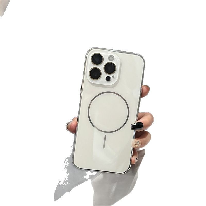 Lentilă din sticlă minimalistă cu inel magnetic electroplacat subțire pentru iPhone 14/13, 15 și 16 Pro Max