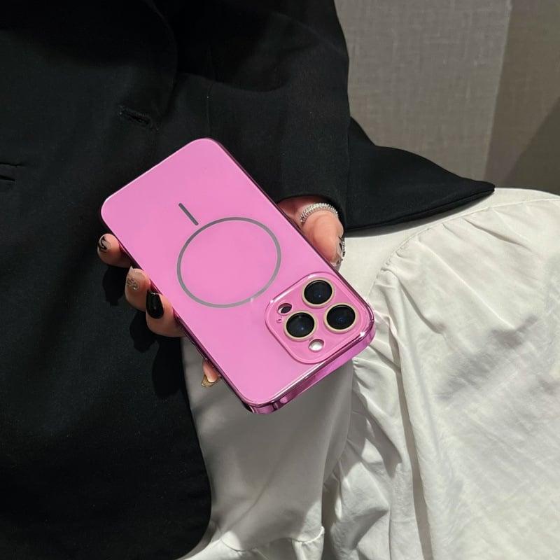 Lentilă din sticlă minimalistă cu inel magnetic electroplacat subțire pentru iPhone 14/13, 15 și 16 Pro Max
