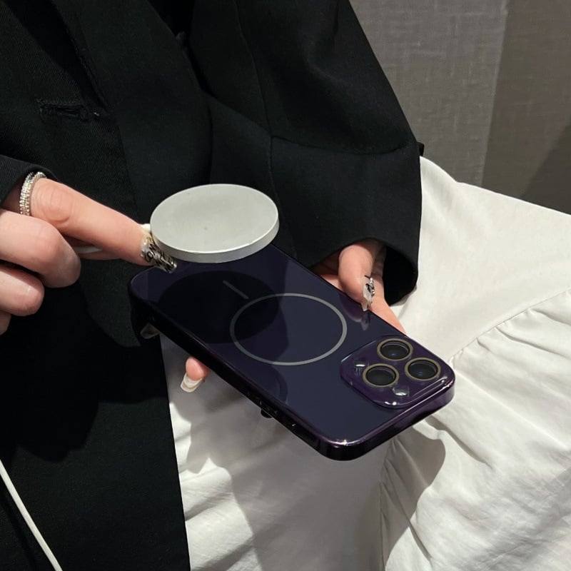 Lentilă din sticlă minimalistă cu inel magnetic electroplacat subțire pentru iPhone 14/13, 15 și 16 Pro Max