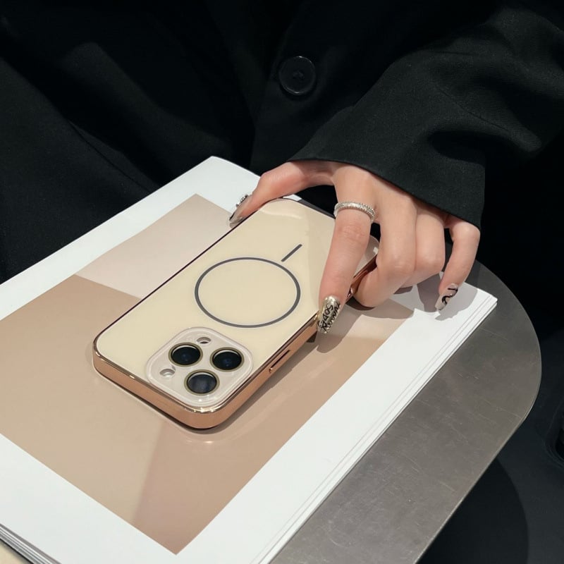 Lentilă din sticlă minimalistă cu inel magnetic electroplacat subțire pentru iPhone 14/13, 15 și 16 Pro Max