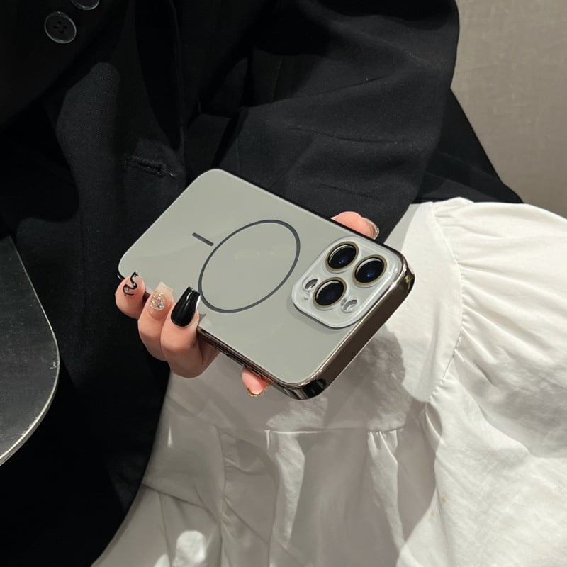 Lentilă din sticlă minimalistă cu inel magnetic electroplacat subțire pentru iPhone 14/13, 15 și 16 Pro Max