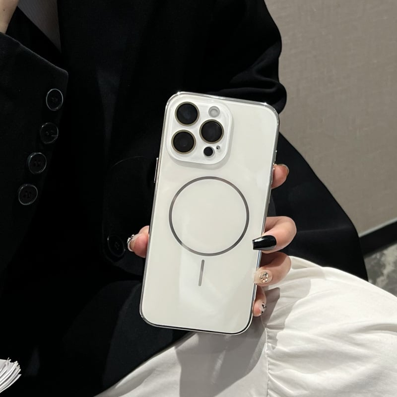 Lentilă din sticlă minimalistă cu inel magnetic electroplacat subțire pentru iPhone 14/13, 15 și 16 Pro Max