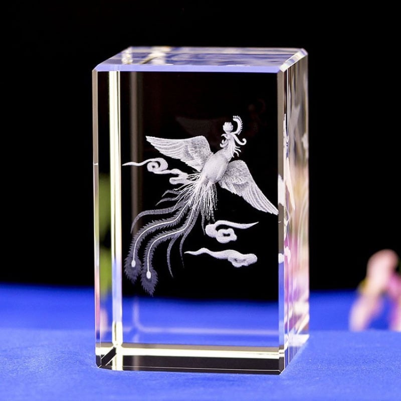Fenix din cristal 3D – suport pentru capac, decor de casă creativ și accesorii pentru ceremonia ceaiului Gongfu