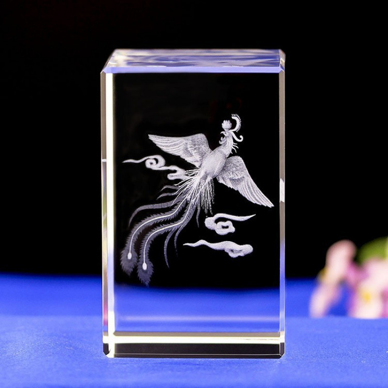Fenix din cristal 3D – suport pentru capac, decor de casă creativ și accesorii pentru ceremonia ceaiului Gongfu