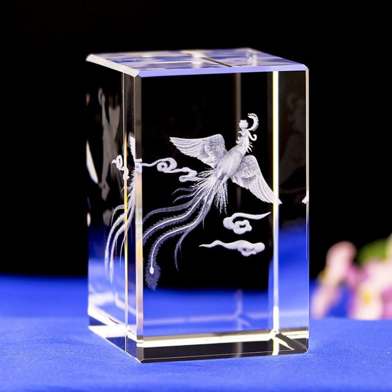 Fenix din cristal 3D – suport pentru capac, decor de casă creativ și accesorii pentru ceremonia ceaiului Gongfu
