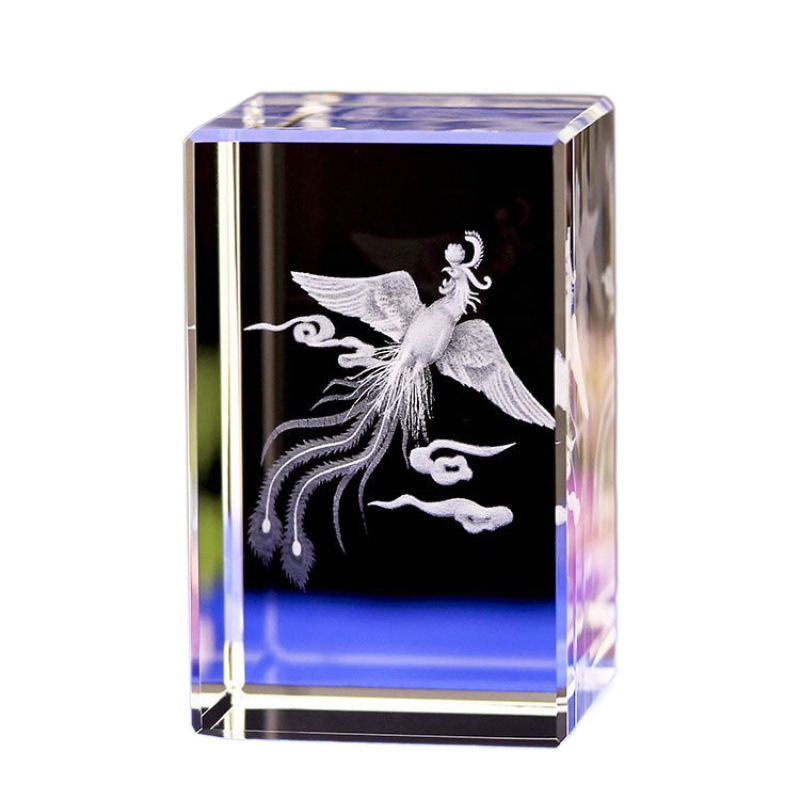 Fenix din cristal 3D – suport pentru capac, decor de casă creativ și accesorii pentru ceremonia ceaiului Gongfu