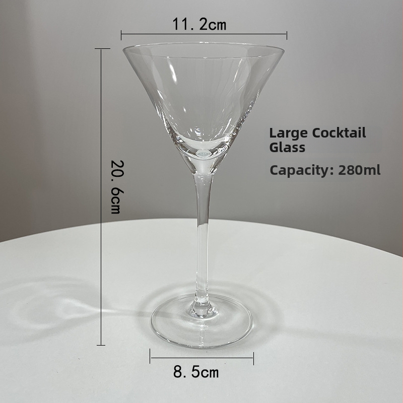 Pahar martini din cristal, pahar cocktail cu picior, transparent, formă triunghiulară cu design în formă de fluture pentru șampanie, 201–300 ml