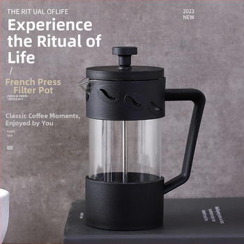 Yi Xing Ceainic din borosilicat rezistent la căldură cu capac înalt și presă din oțel inoxidabil stil French press pentru cafea