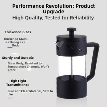 Yi Xing Ceainic din borosilicat rezistent la căldură cu capac înalt și presă din oțel inoxidabil stil French press pentru cafea