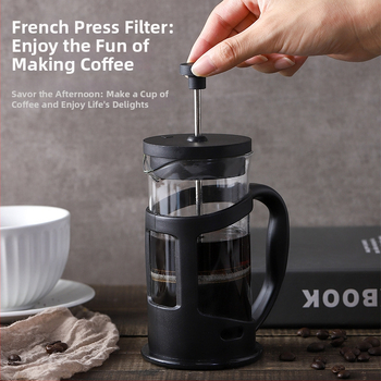 Yi Xing Ceainic din borosilicat rezistent la căldură cu capac înalt și presă din oțel inoxidabil stil French press pentru cafea