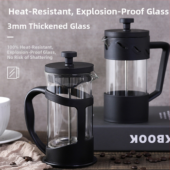 Yi Xing Ceainic din borosilicat rezistent la căldură cu capac înalt și presă din oțel inoxidabil stil French press pentru cafea