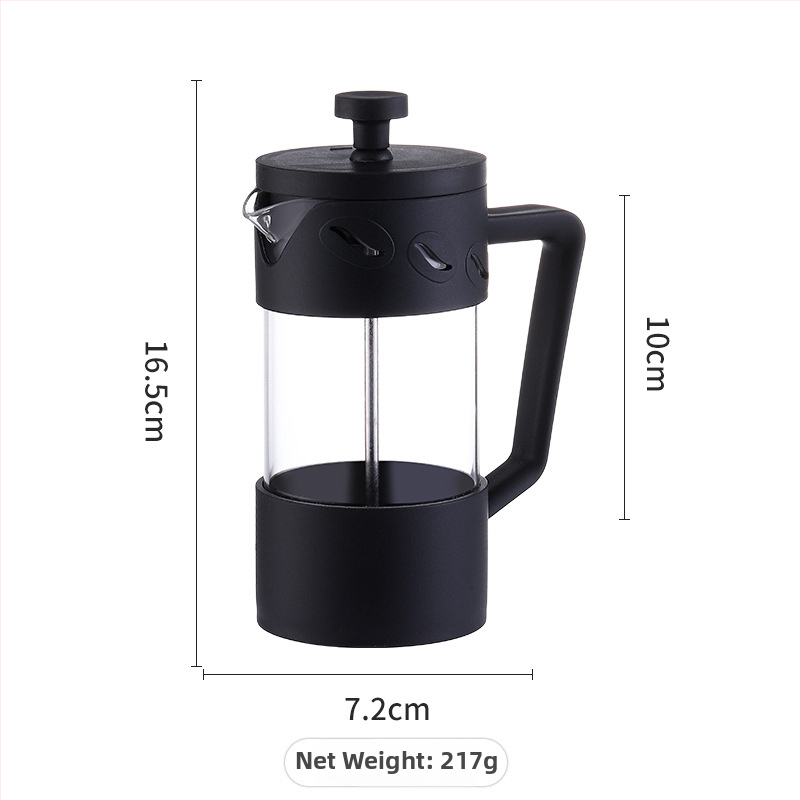 Yi Xing Ceainic din borosilicat rezistent la căldură cu capac înalt și presă din oțel inoxidabil stil French press pentru cafea