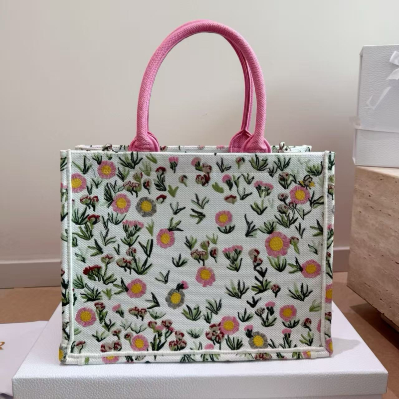 D Brand Geantă Tote cu broderie florală 3D, mare capacitate, geantă de damă pentru uz zilnic și călătorii, curea de umăr/crossbody