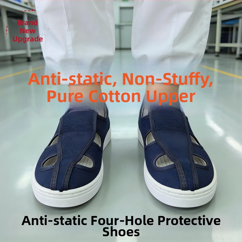 Pantofi antipstatic cu patru orificii, talpă PVC, respirabili, fără miros pentru spații curate în industriile alimentară și farmaceutică