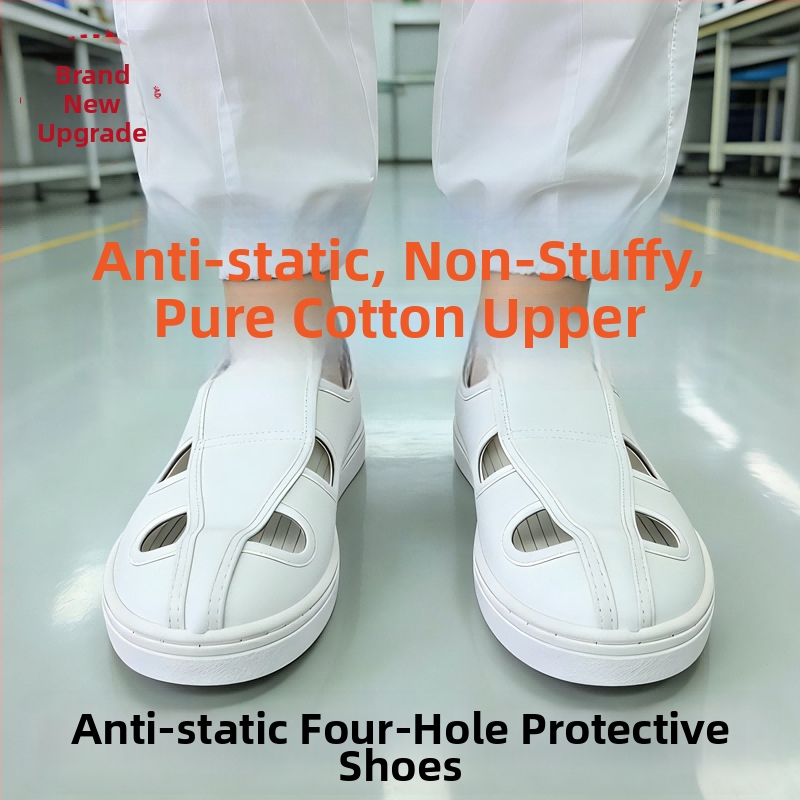 Pantofi antipstatic cu patru orificii, talpă PVC, respirabili, fără miros pentru spații curate în industriile alimentară și farmaceutică