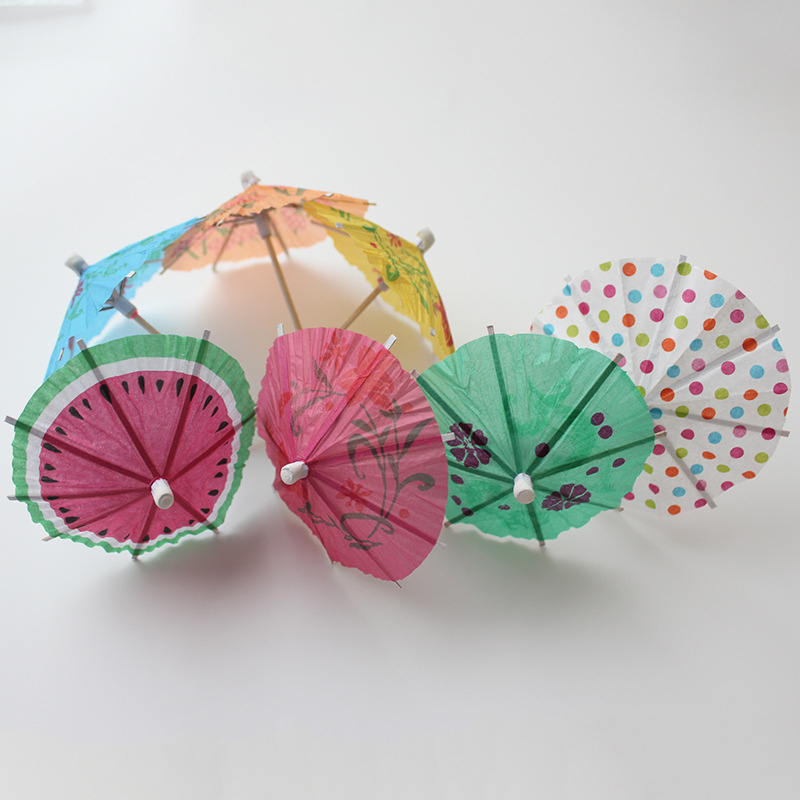 Știfturi de bambus de unică folosință, cu formă de umbrelă, 100 bucăți per ambalaj, pentru fructe și cocktailuri, grosime 2 mm, dimensiuni variate