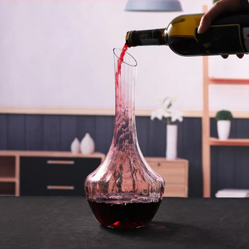 Decantor de vin roșu din cristal, stil cascadă, design european, robinet de turnare cu margine dreaptă, 1000 ml