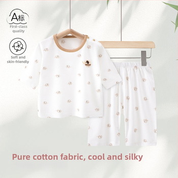 Set de vară pentru fete din bumbac 100%: tricou cu mânecă scurtă și pantaloni scurți, haine pentru acasă