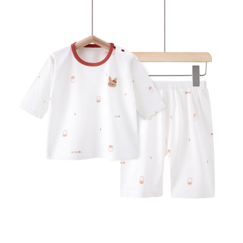 Set de vară pentru fete din bumbac 100%: tricou cu mânecă scurtă și pantaloni scurți, haine pentru acasă