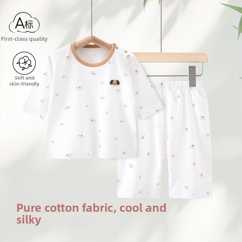 Set de vară pentru fete din bumbac 100%: tricou cu mânecă scurtă și pantaloni scurți, haine pentru acasă