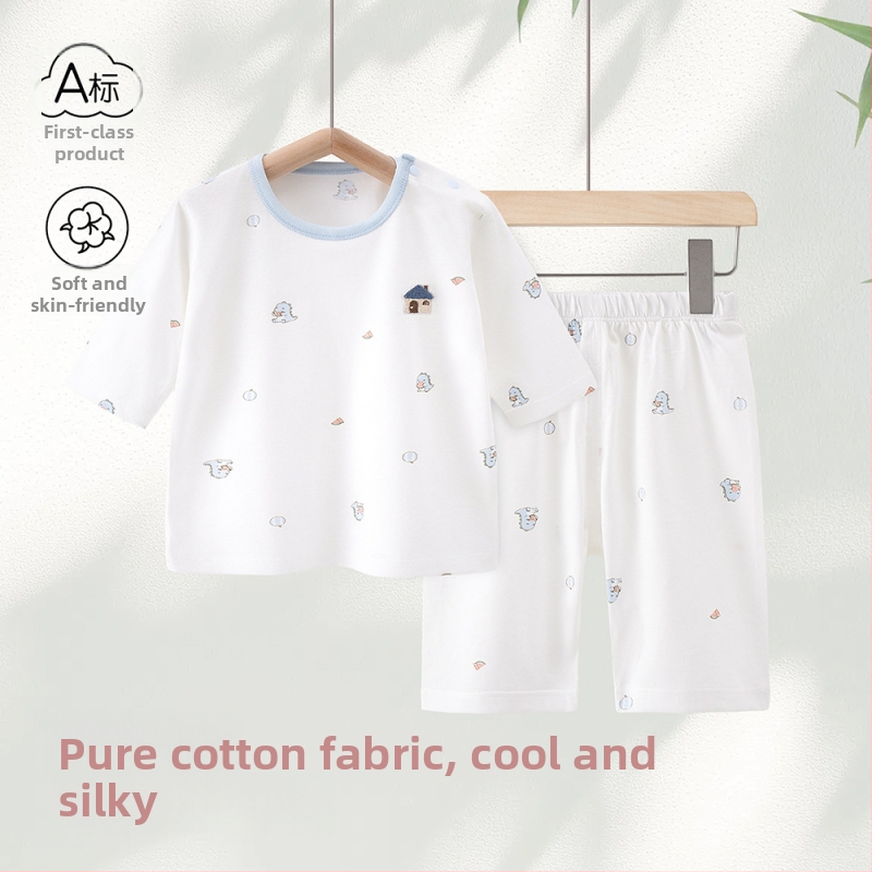 Set de vară pentru fete din bumbac 100%: tricou cu mânecă scurtă și pantaloni scurți, haine pentru acasă