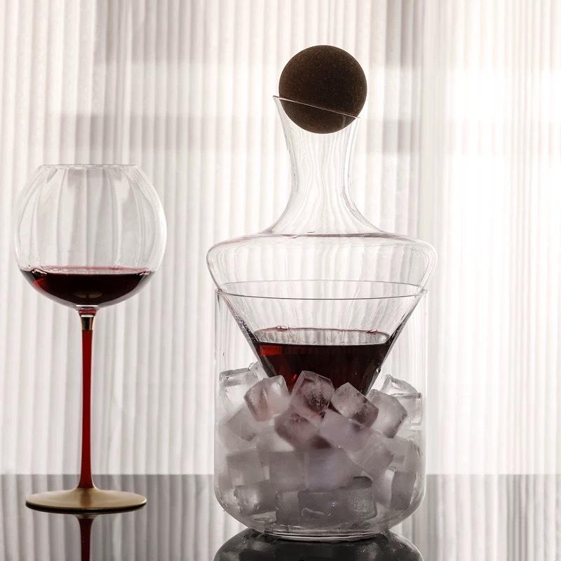 Decantator de vin pentru uz casnic, răcire cu gheață, decantare rapidă, dispenser de sake, încălzitor rezistent la căldură, decantator pentru vin roșu