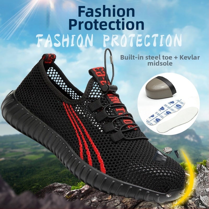 Pantofi de protecție de vară, cu plasă respirabilă și vârf din oțel, pentru muncă în șantier, stil casual