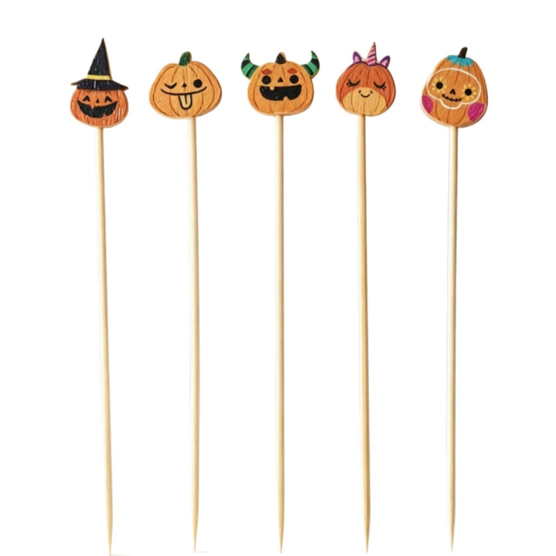Halloween Pumpkin Party – frigărui de bambus pentru fructe, deserturi și cocktailuri